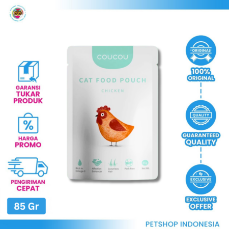 Coucou Cat Food Pouch Chicken 85gr – Makanan Basah Kucing Bergizi dengan Rasa Ayam Lezat