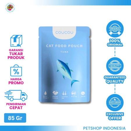 Coucou Cat Food Pouch Tuna 85gr – Makanan Basah Kucing Bergizi dengan Rasa Ayam Lezat