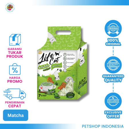 Pasir Life Cat Tofu 7 Liter Matcha – Pasir Kucing Ramah Lingkungan dan Efektif Menyerap Bau