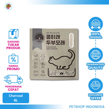 Kong Irae Tofu Cat Litter 8L (Charcoal) – Pasir Kucing Ramah Lingkungan dan Wangi Segar