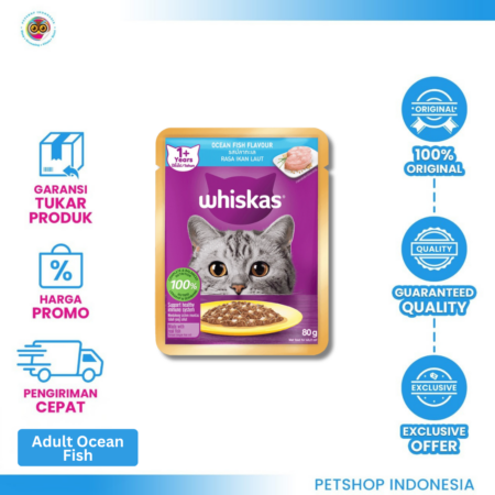 Whiskas Ocean Fish Pouch 80g – Makanan Basah Kucing Lezat dan Bergizi Lengkap
