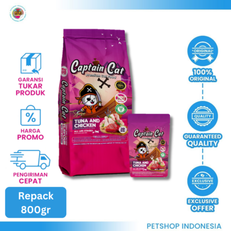 Captain Cat Dry Food Chicken Tuna Repack 800gr – Makanan Kucing Bernutrisi Tinggi