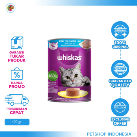 Whiskas Ocean Fish Canned 400gr – Makanan Basah untuk Kucing Bernutrisi Lengkap