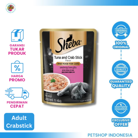Sheba Tuna & Crab Stick Pouch 70gr – Makanan Kucing Rasa Lezat, Nutrisi Lengkap