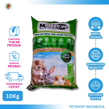 MARKOTOPS Pine Wood Pet Litter – Pelet Kayu Alami untuk Kucing dan Hewan Peliharaan