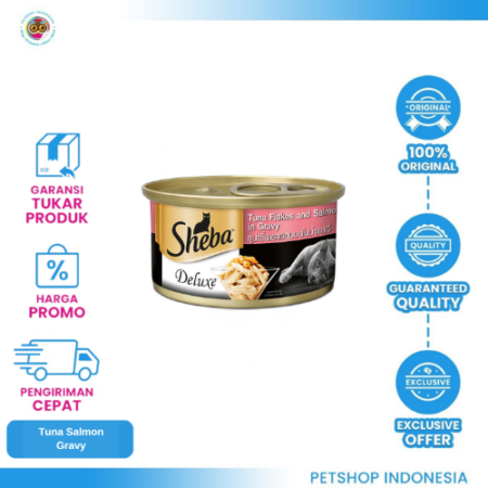 Sheba Tuna & Salmon in Gravy – Makanan Kucing Rasa Lezat, Nutrisi Lengkap, Tanpa Gandum