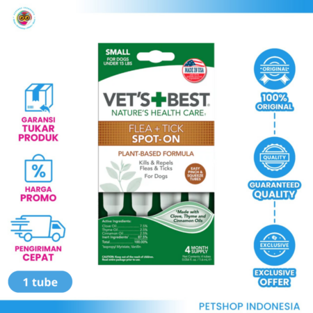 Vet's Best Flea and Tick Spot On Medium Dog (1 tube) - Obat Kutu Anjing