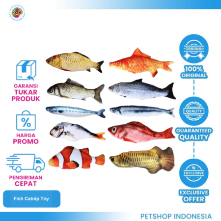 Plush Stuffed Fish Catnip Toy (5 Mackarel) - Mainan Kucing