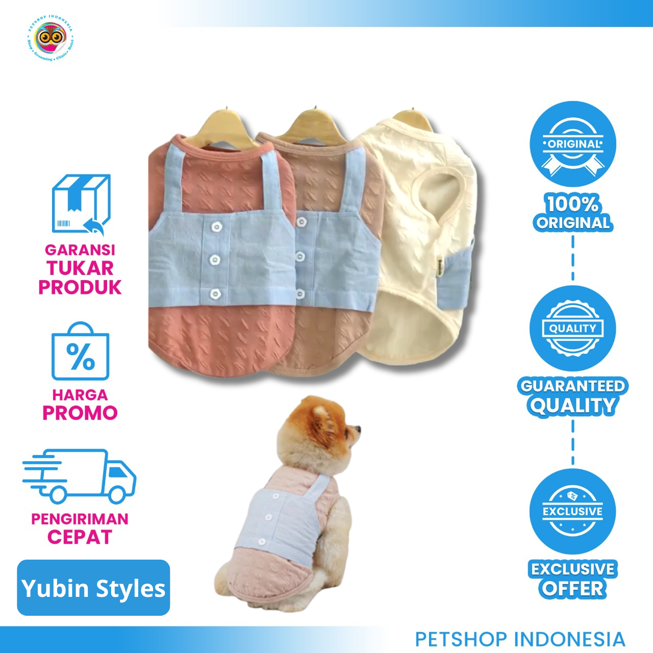 112326_PL YUBIN TOP Yubin Top - Baju Hewan Elastis Premium Kucing Anjing (S, M, L)