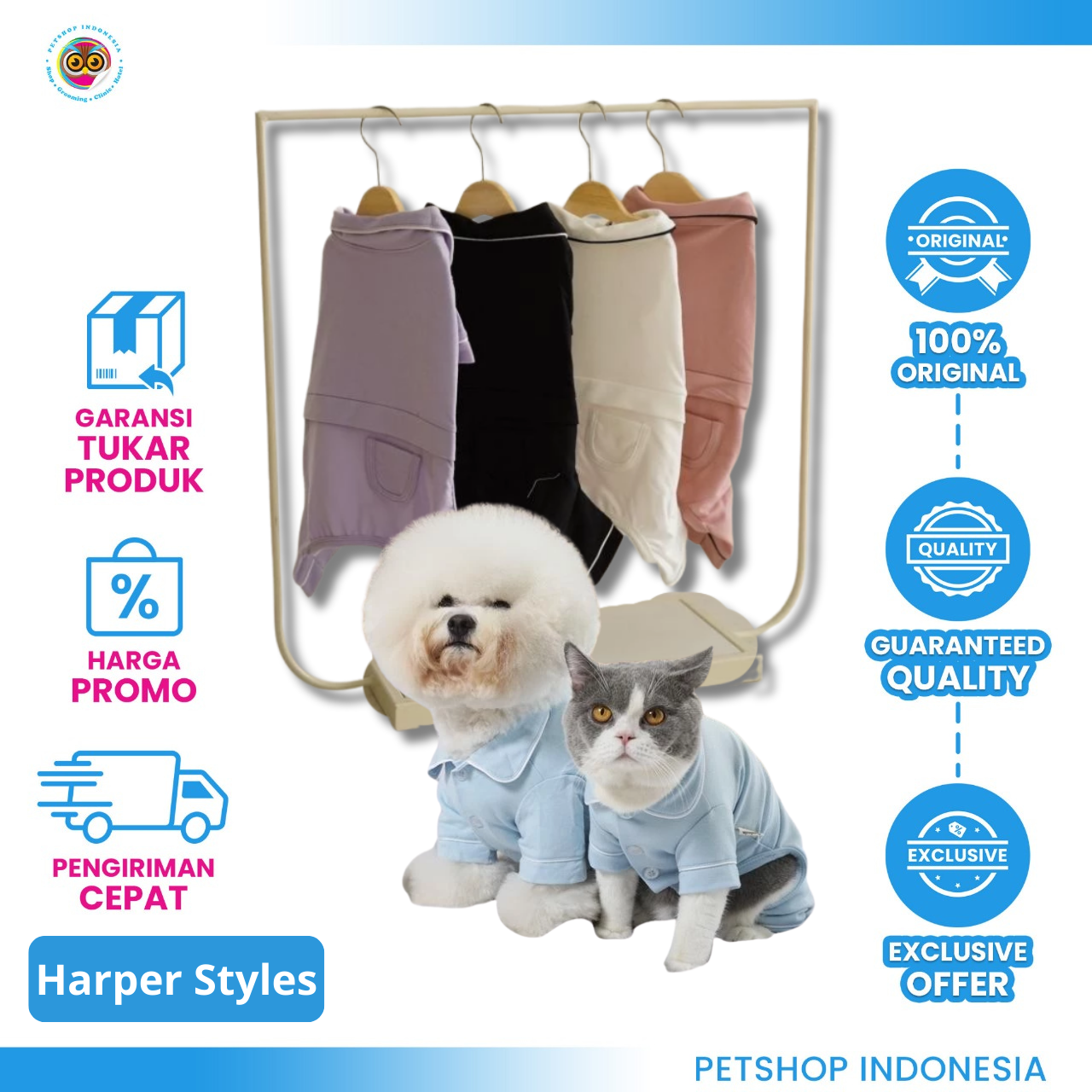 112327_PL HARPER JUMPSUIT Harper Jumpsuit - Jumpsuit Baju Hewan Elastis Nyaman Untuk Kucing Anjing (S, M, L)
