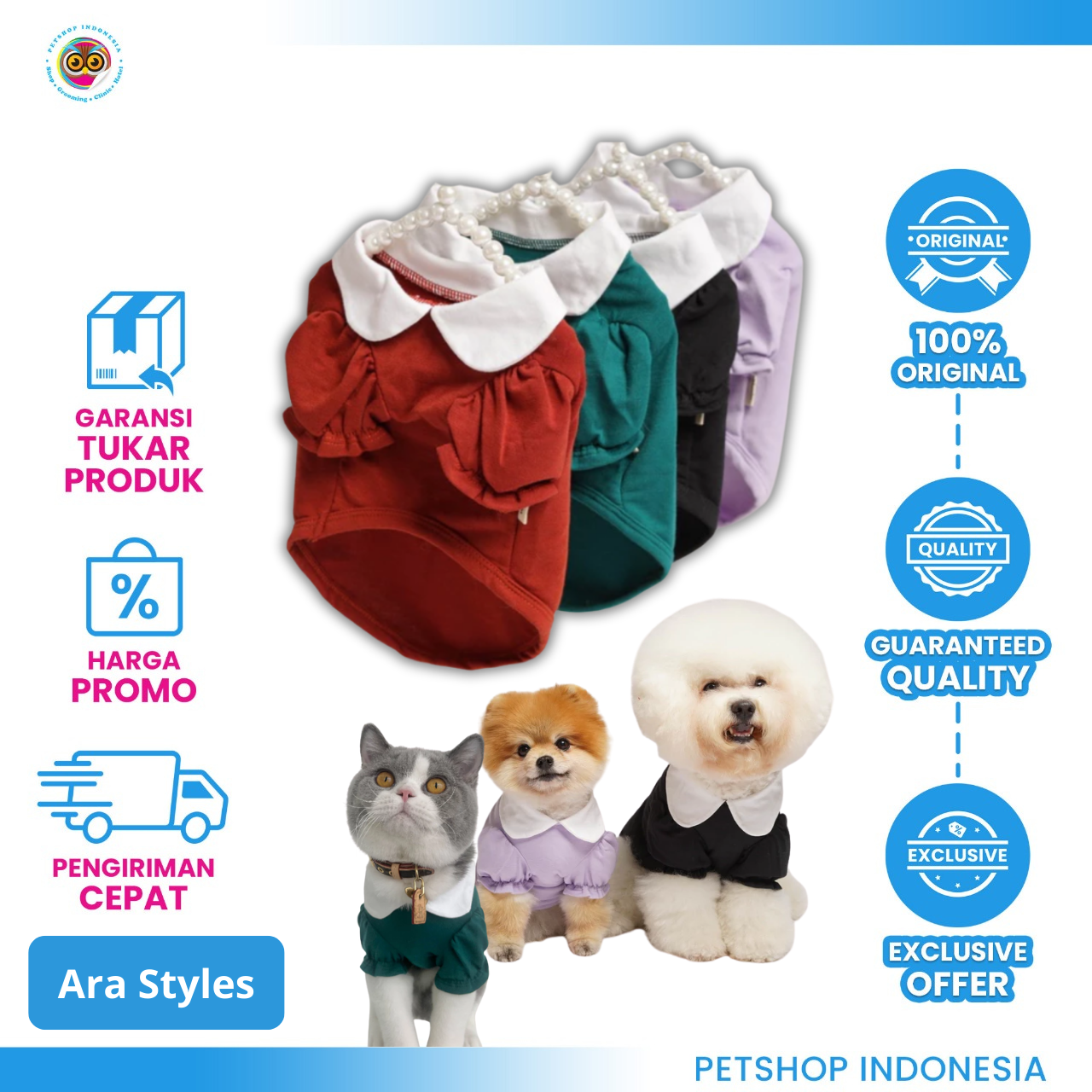 112329_TD ARA TOP Ara Top - Baju Hewan Atasan Elastis Premium Kucing Anjing