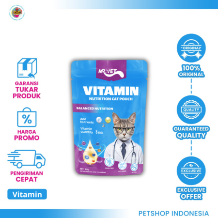 MR.VET Pouch 70GR Vitamin – Makanan Basah Kucing Nutrisi Lengkap