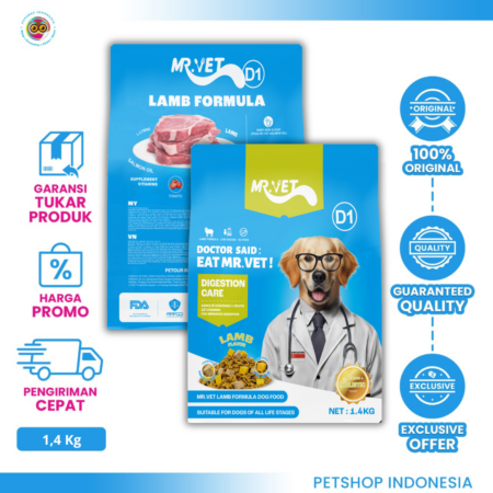 MR.VET D1 Holistic Lamb Dog Food 1.4KG – Makanan Anjing Kering Domba untuk Semua Tahap Usia