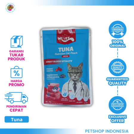 MR.VET Pouch 70GR Tuna – Makanan Basah Kucing Nutrisi Lengkap