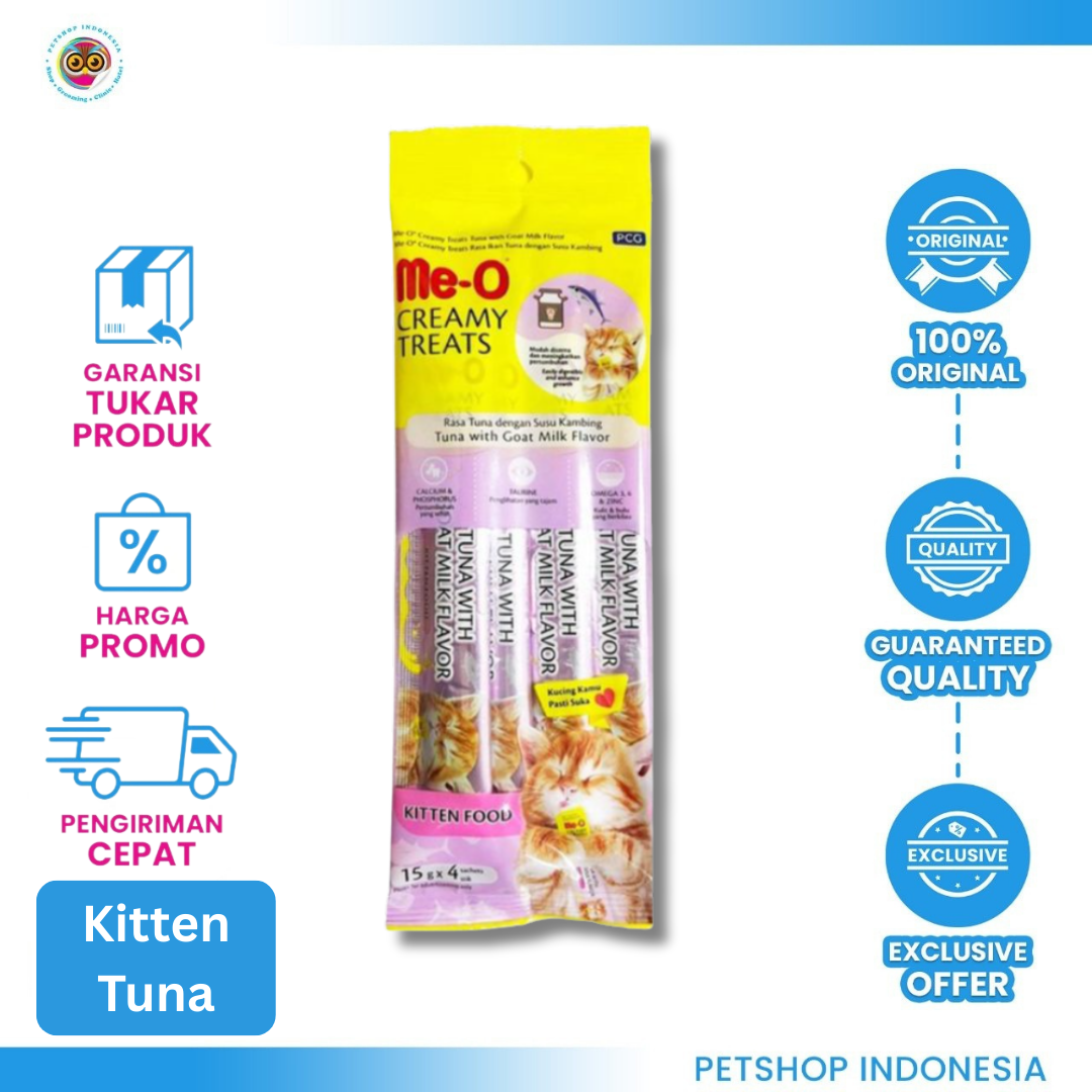 8850477004863_MEO CREAMY KITTEN (TUNA) Me-O Creamy Liquid Snack Kitten Tuna - Camilan Basah Premium
