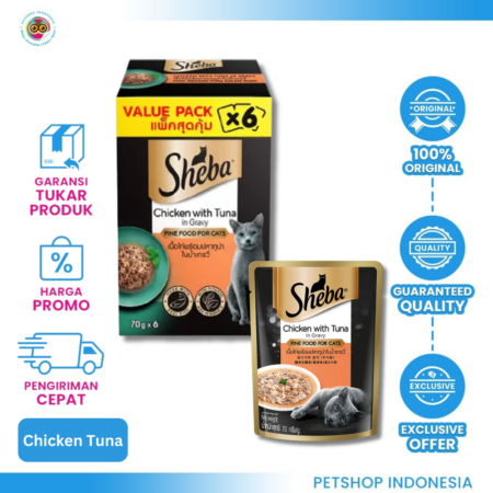 Sheba Pouch Value Pack 6x70Gr Chicken Tuna - Makanan Basah Kucing Premium Box