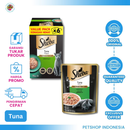 Sheba Pouch Value Pack 6x70Gr Tuna - Makanan Basah Kucing Premium Box