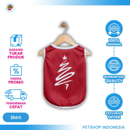 Baju Natal 24 Type 06 Unisex Shirt untuk Kucing & Anjing – Kaos Natal Motif Pohon Lucu