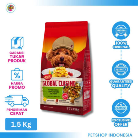 Kitchen Flavour Global Cuisine Cheese Puppy 1.5kg - Makanan Anak Anjing Kering Rasa Keju