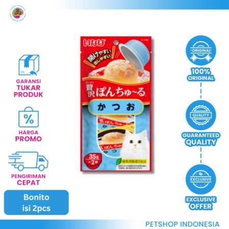 CIAO PON CHURU BONITO 2×36GR – Snack Kucing Lembut Rasa Bonito Lezat