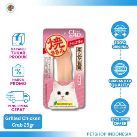 CIAO YAKI CIAO GRILLED CHICKEN CRAB FLAV 25 gr – Snack Kucing Panggang Rasa Ayam & Kepiting