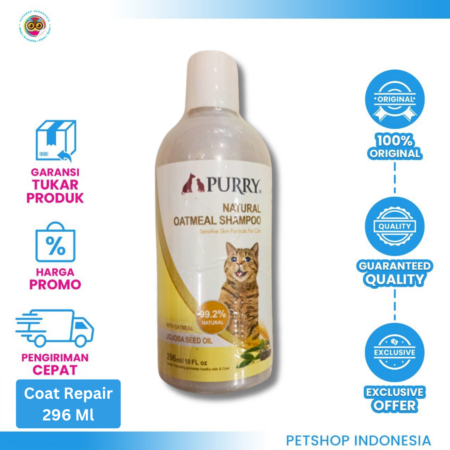 PURRY Coat Repair Shampoo 296ml - Shampo Kucing dengan Oatmeal & Jojoba