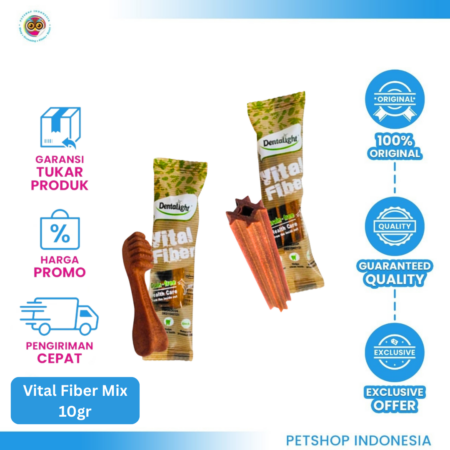 Dentalight Vital Fiber Mix Small 10gr – Snack Anjing Fungsional untuk Gigi dan Pencernaan