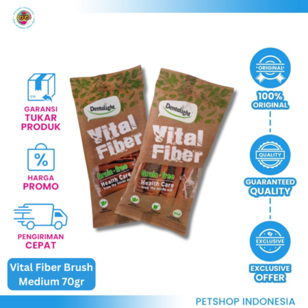 Dentalight Vital Fiber Brush Medium 70gr – Snack Anjing Fungsional untuk Gigi dan Pencernaan