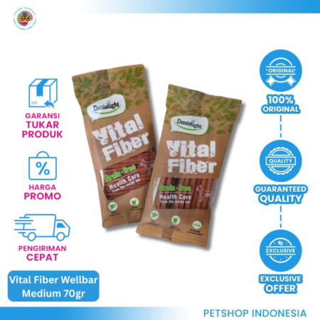 Dentalight Vital Fiber Welbar Medium 70gr – Snack Anjing Pembersih Gigi dan Pencernaan