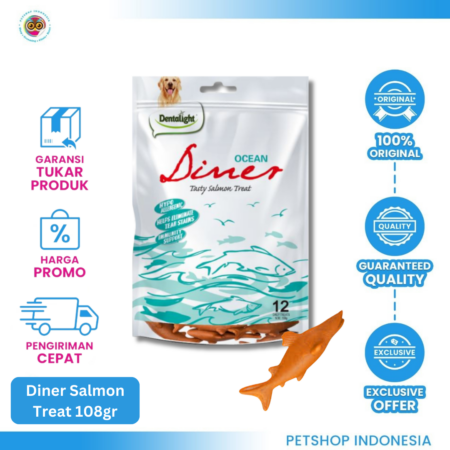 Ocean Diner Tasty Salmon Treat 108 gr – Snack Anjing Lezat Kaya Nutrisi Ikan Salmon