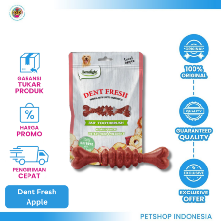 Dentalight Fresh 360 Toothbrush Apple 150 gr– Snack Anjing Pembersih Gigi Rasa Apel