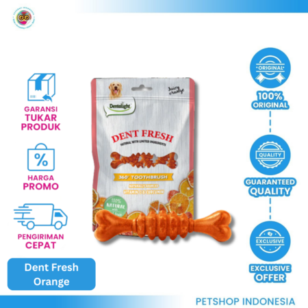 Dentalight Fresh 360 Toothbrush Orange 150 gr– Snack Anjing Pembersih Gigi Rasa Orange