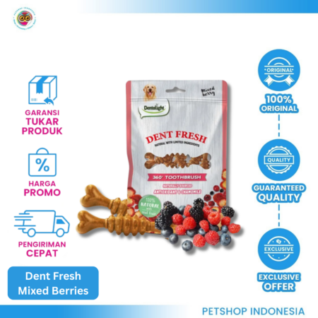 Dentalight Fresh 360 Toothbrush Mix Berry 150 gr – Snack Anjing Pembersih Gigi