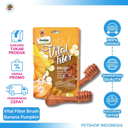 Vital Fiber Brush Banana Yam Pumpkin 80 gr– Snack Anjing Pembersih Gigi & Pencernaan