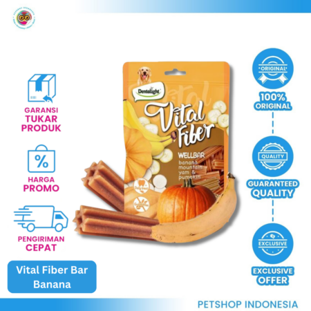 Vital Fiber Bar Banana Yam Pumpkin 250 gr – Snack Anjing Pembersih Gigi & Pencernaan
