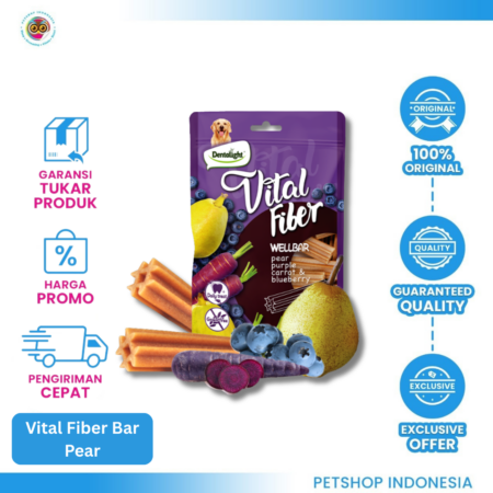 Vital Fiber Bar Pear Carot Bluebbery 250 gr – Snack Anjing Pembersih Gigi & Pencernaan