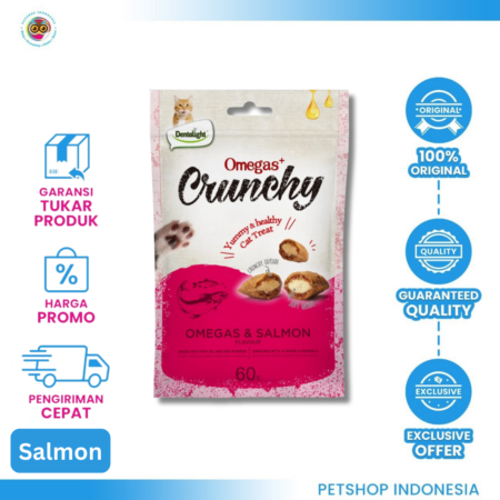 Dentalight Omegas+ Crunchy Salmon 60gr - Camilan Kucing Omega untuk Bulu & Kesehatan