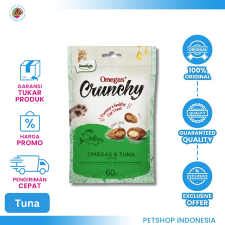 Dentalight Omegas+ Crunchy Tuna 60gr - Camilan Kucing Omega untuk Bulu & Kesehatan