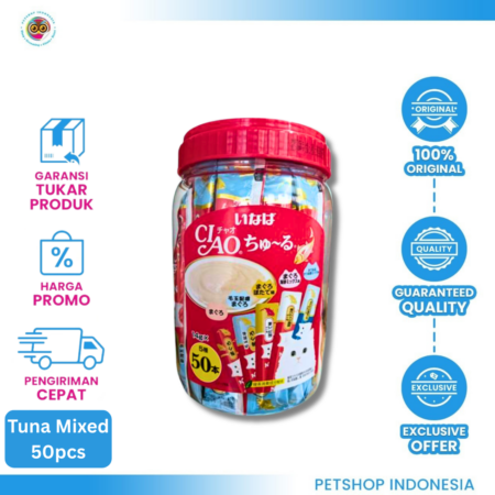 CIAO CHURU TUNA 50×14GR – Snack Kucing Lembut Rasa Tuna Favorit