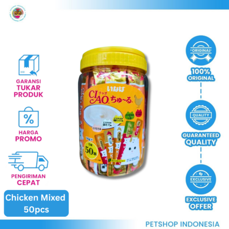 CIAO CHURU CHICKEN 50×14GR – Snack Kucing Lembut Rasa Ayam Favorit