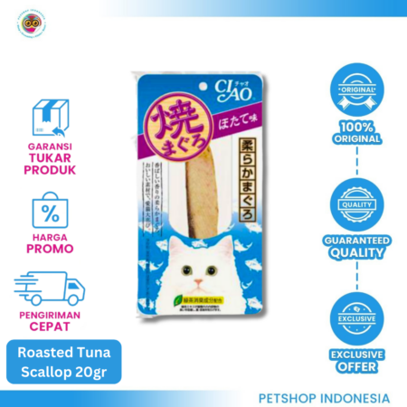 CIAO YAKI POUCHED ROAST TUNA SCALLOP FLAV 20 GR – Snack Kucing Panggang Rasa Tuna & Scallop