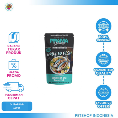 Prama Grilled Fish Pouch 120 gr - Snack Anjing