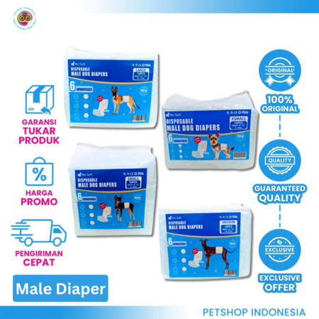 Pet Soft Male Wrap White XS S M L - Popok Anjing Jantan Belly Band Anti Pipis