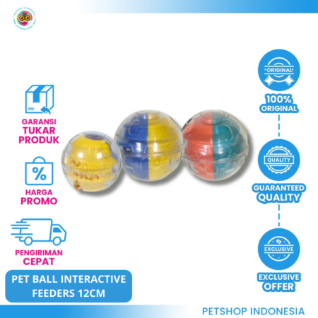 Pet ball Interactive Feeders 12cm – Mainan Interaktif & Pengatur Makan Hewan Peliharaan