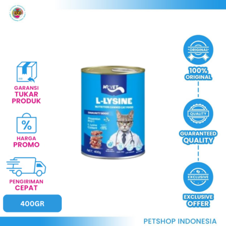 MRVET Cat Canned Lysine 400gr – Makanan Basah Kucing Bernutrisi