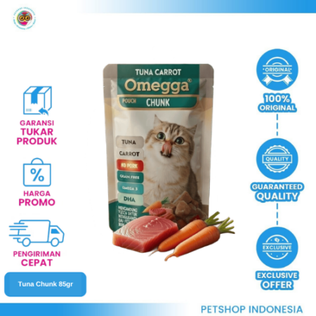 OMEGGA Pouch Chunk Tuna 85gr – Makanan Basah Hewan Lezat & Bernutrisi