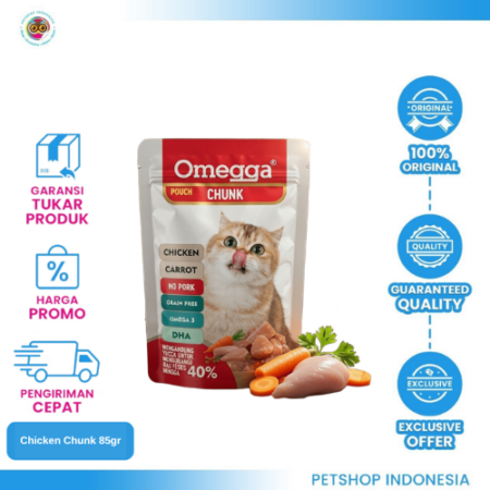 OMEGGA Pouch Chunk Chicken 85gr – Makanan Basah Hewan Lezat & Bernutrisi