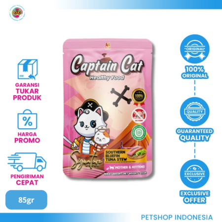 CAPTAIN Cat Signature Bluefin Kitten Tuna Stew Adult Pouch 85gr – Makanan Basah Kucing Dewasa Premium