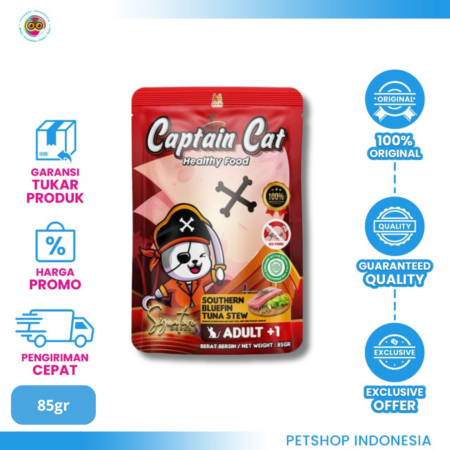 CAPTAIN Cat Signature Bluefin Tuna Stew Adult Pouch 85gr – Makanan Basah Kucing Dewasa Premium