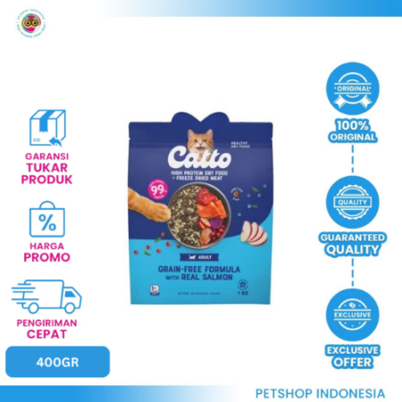 CATTO Adult Chicken Salmon Dry 400g – Makanan Kucing Lezat & Bernutrisi